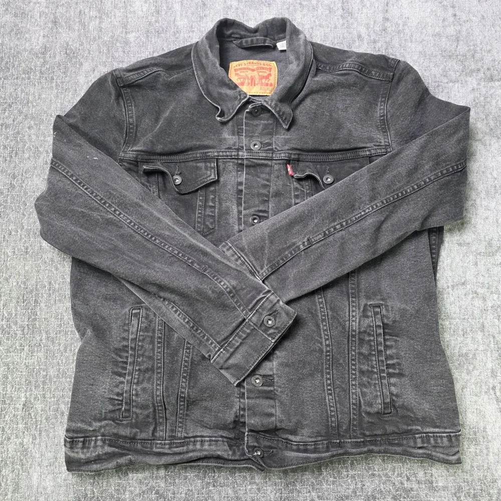 Levi's Trucker Jacket Mens XL Faded Black Type 3 III Denim Jean Distressed Punk